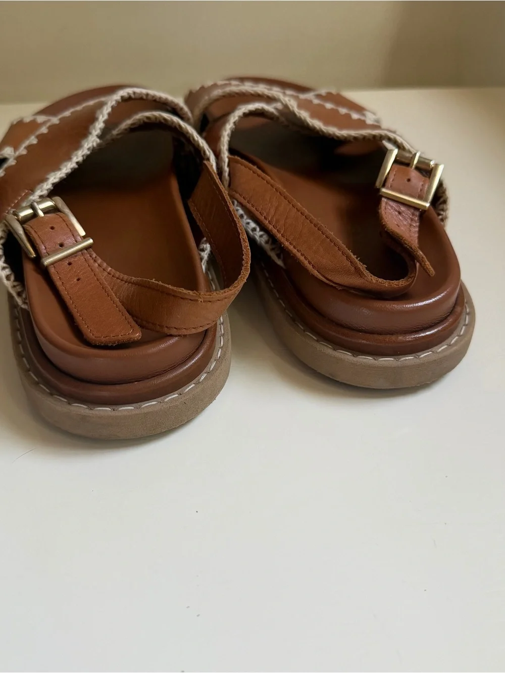 Alohas Marshmallow Leather Sandals Slingback Tan Size 7.5 Comfort